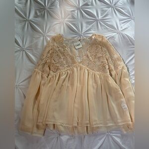Altar'd State Cream Lace Peplum Blouse